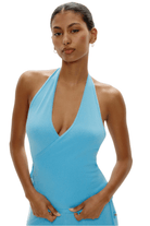 Lullaby Halter Wrap Top Blue Vanilla