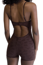 Frankies Bikinis Clara Shine Jacquard Bodysuit Chestnut