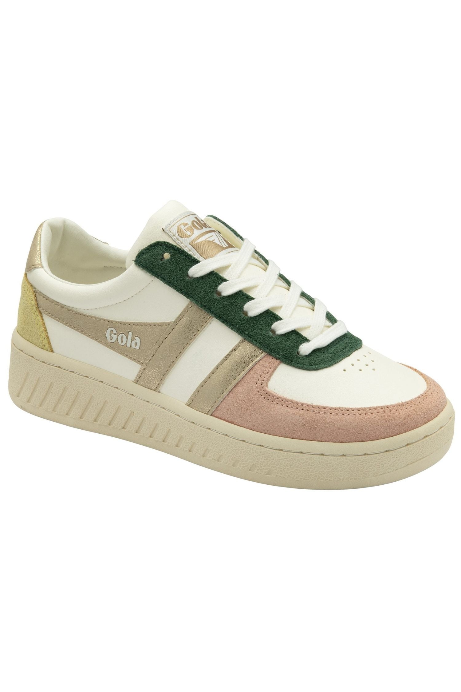 Gola Classics Women's Grandslam Quadrant Sneakers Off White/Pearl Pink/Gold/Lemon