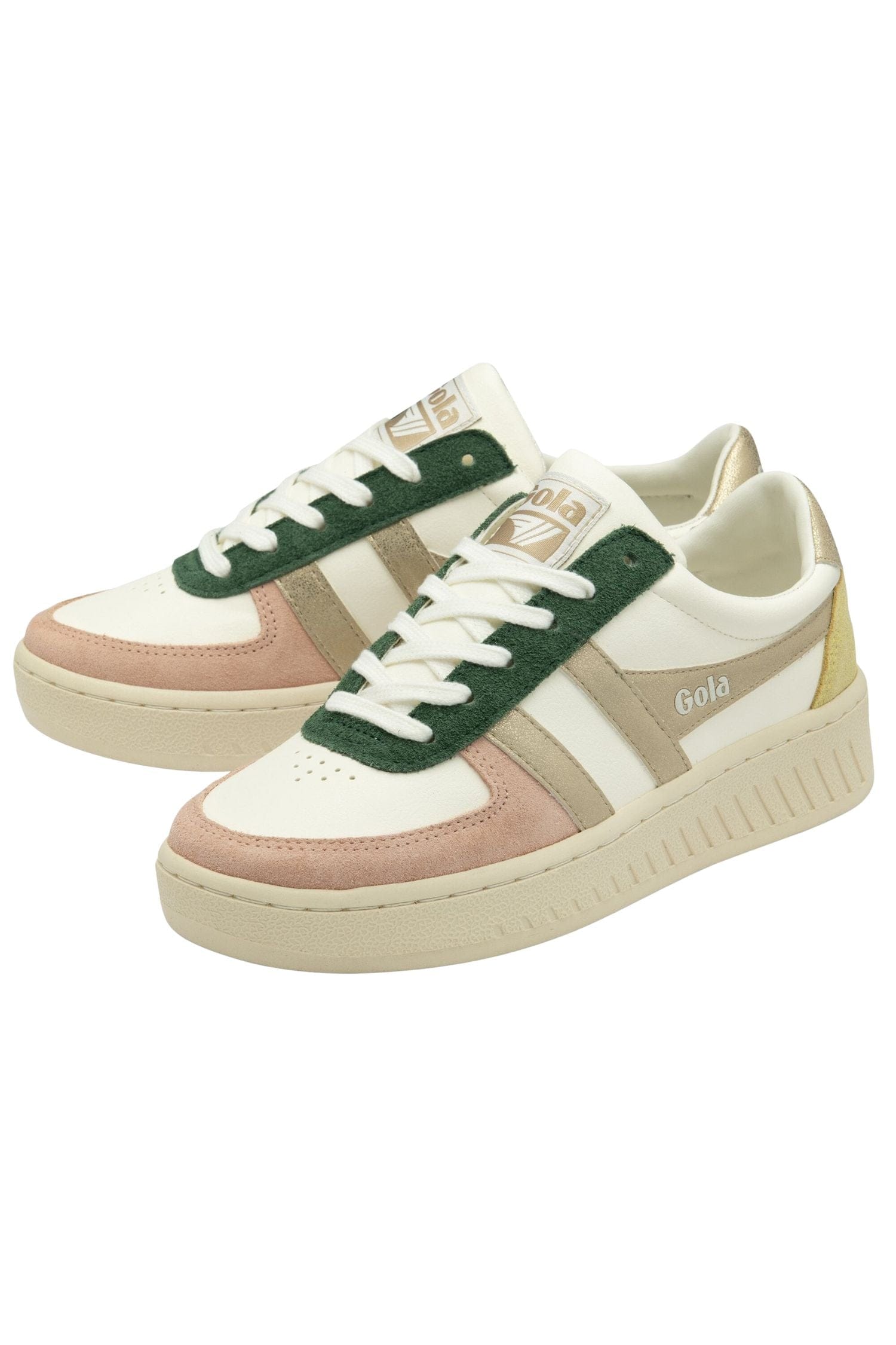 Gola Classics Women's Grandslam Quadrant Sneakers Off White/Pearl Pink/Gold/Lemon