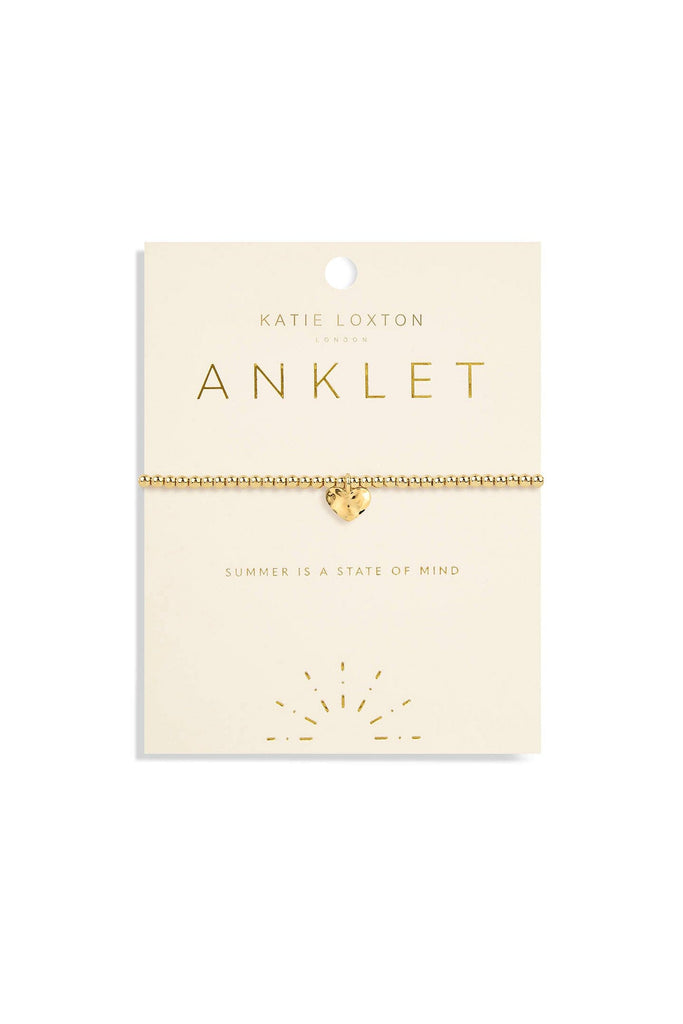 Katie Loxton Gold-Plated Anklet Gold Hammered Heart