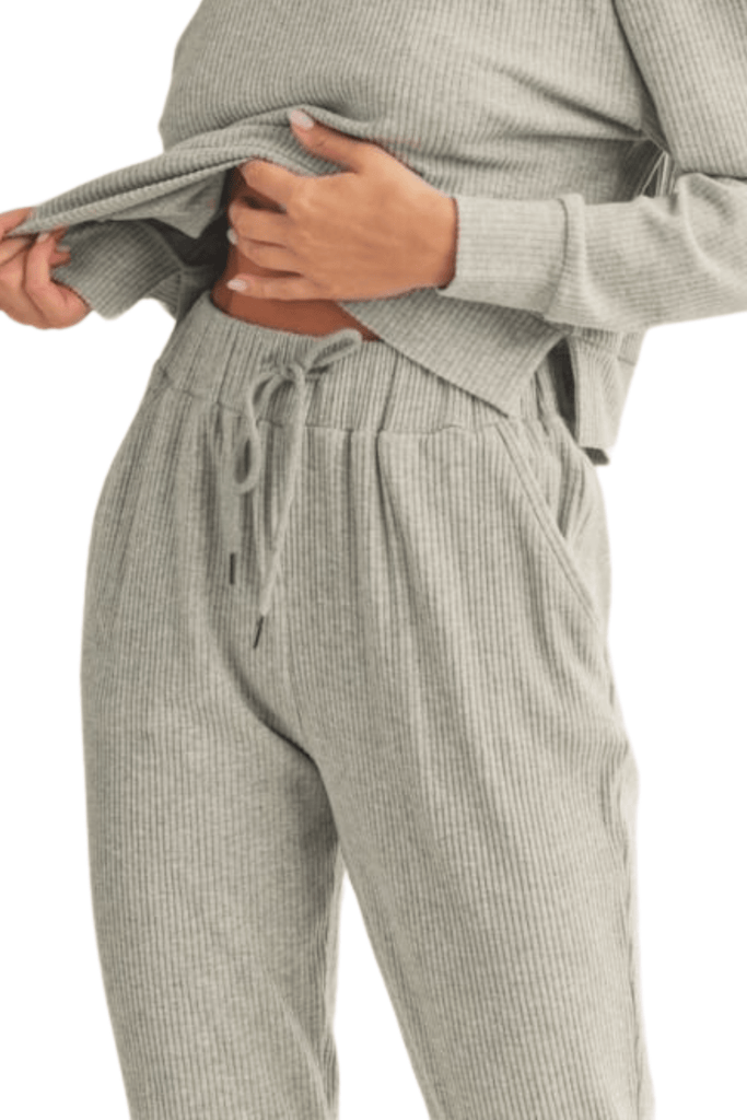 Kimberly C Soft Brushed Rib Sweatpants Grey