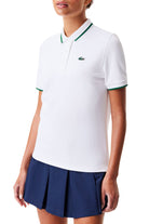 Lacoste Piqué Tennis Polo with Contrast Stripped Collar White