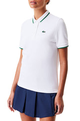 Lacoste Piqué Tennis Polo with Contrast Stripped Collar White