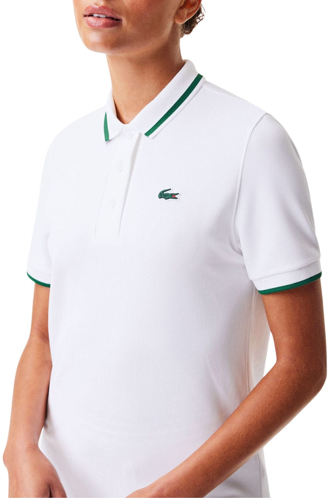 Lacoste Piqué Tennis Polo with Contrast Stripped Collar White