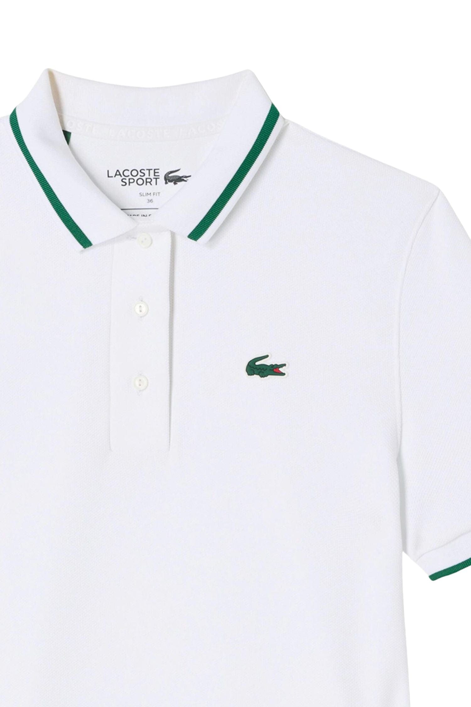 Lacoste Piqué Tennis Polo with Contrast Stripped Collar White