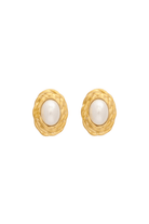 Petite Moments Oval Pearl Stud Earrings Gold