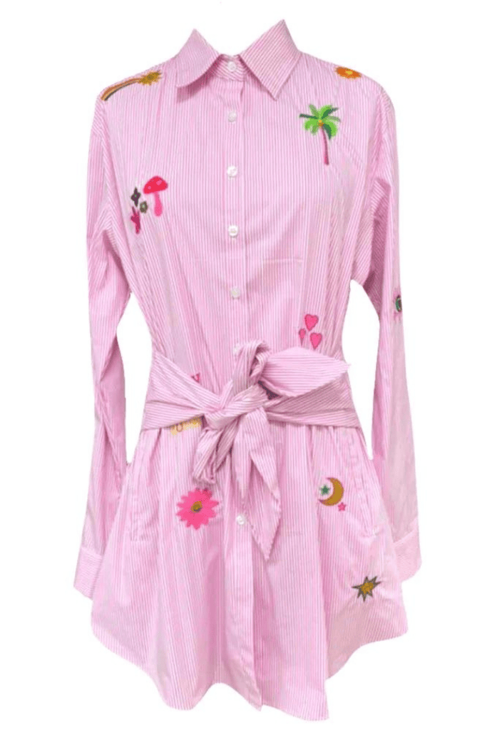 RomiBasha Sunshine Shirt Dress Pink & White
