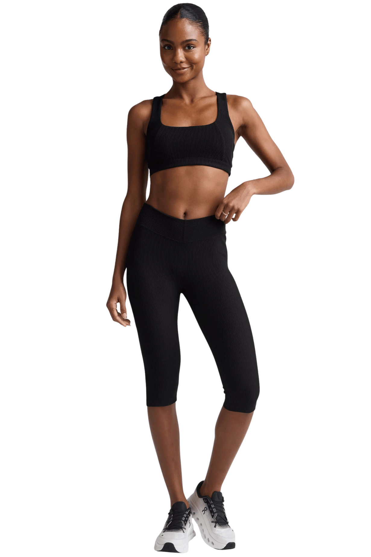 Impulse Ribbed V-Waist Pedal Pusher Legging