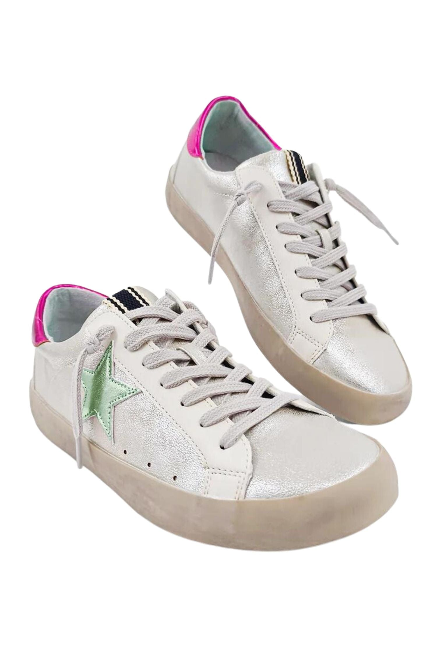 Shu Shop Paula Star Sneaker Silver Distressed