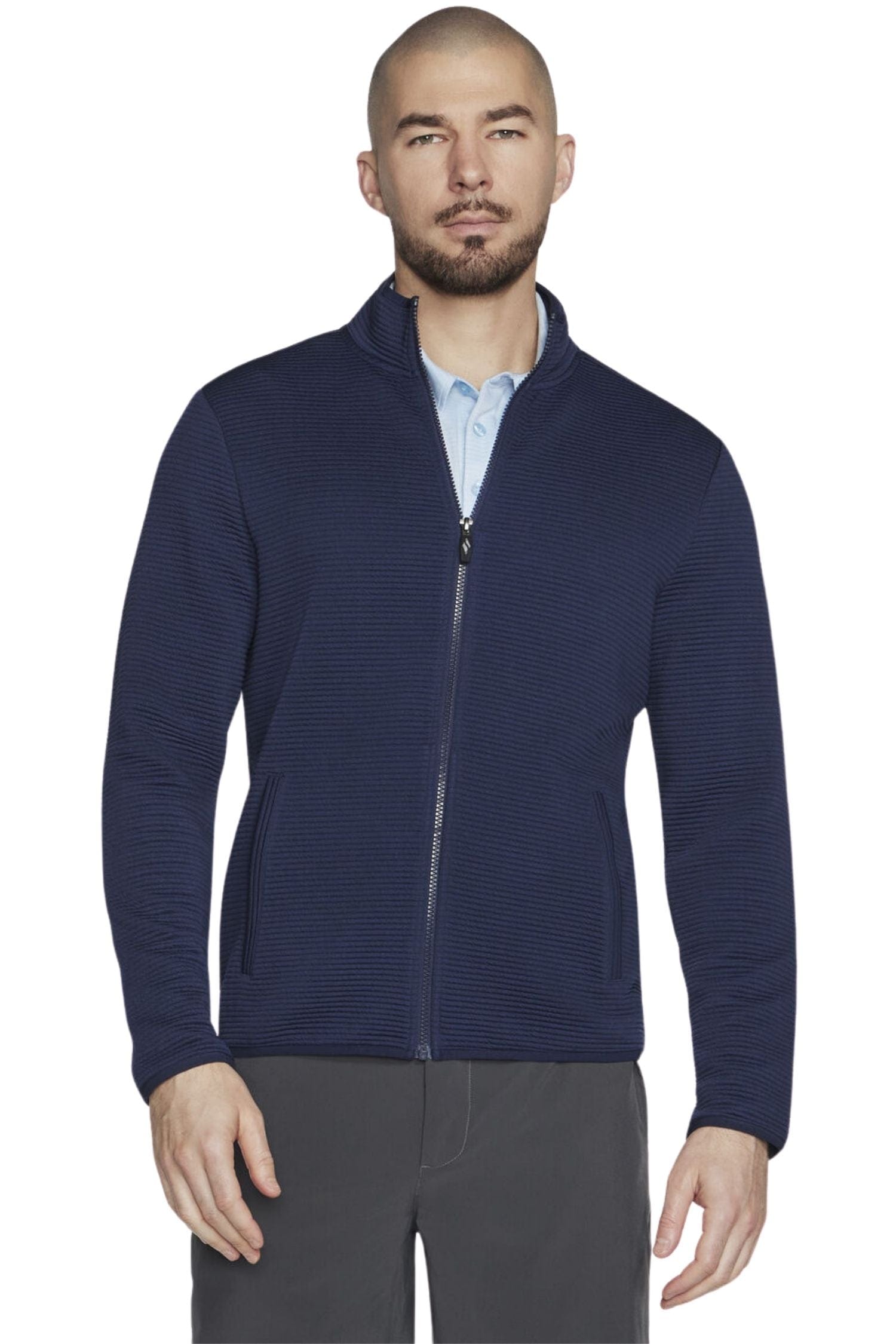 Skechers Men The Hoodless Hoodie Ottoman Jacket Navy