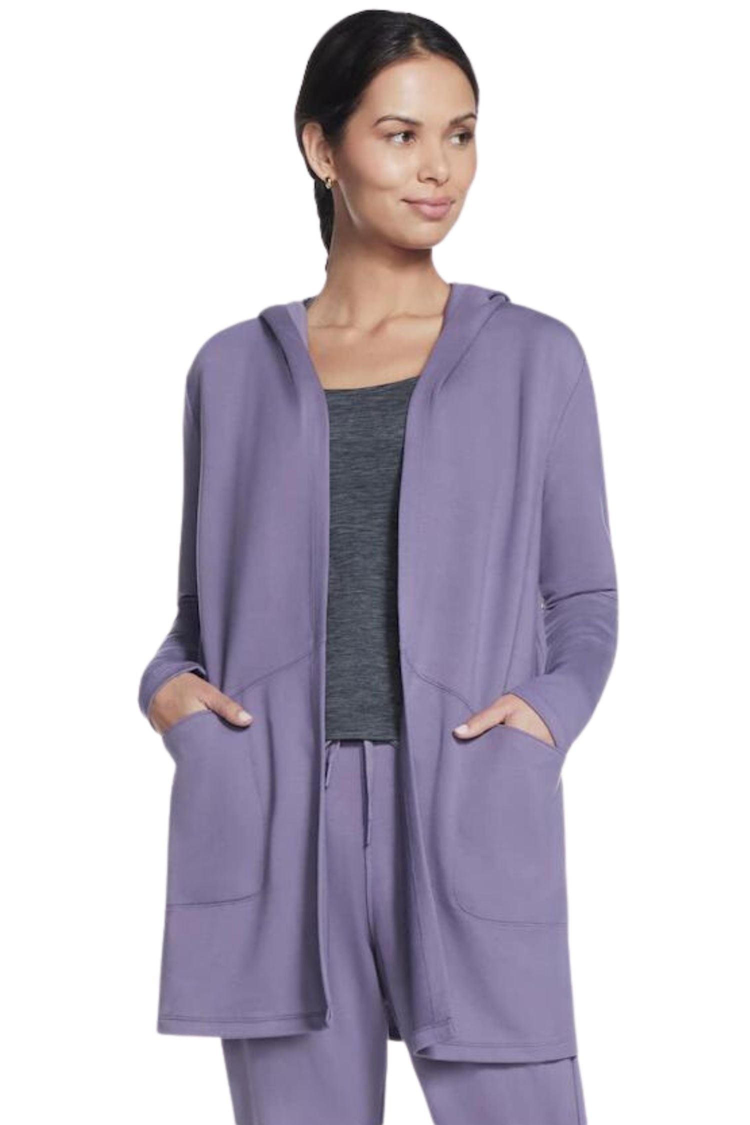 Skechers Restful Hoodigan Gray Purple