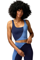 Spiritual Gangster Indie Color Block Crop Tank Midnight Navy / Pacific Blue