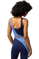 Spiritual Gangster Indie Color Block Crop Tank Midnight Navy / Pacific Blue