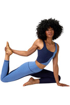 Spiritual Gangster Indie Color Block Crop Tank Midnight Navy / Pacific Blue