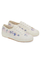 Superga 2750 Organic Flowers Embroidery Sneakers White Avorio Blue Pink