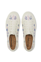 Superga 2750 Organic Flowers Embroidery Sneakers White Avorio Blue Pink