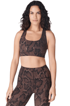 Sweaty Betty Super Soft Reversible Yoga Bra Brown Python Print Cacao Brown