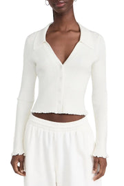 Sweaty Betty Polo Knitted Button Through Lily White