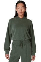 Sweaty Betty Sand Wash CloudWeight Crop Hoodie Trek Green