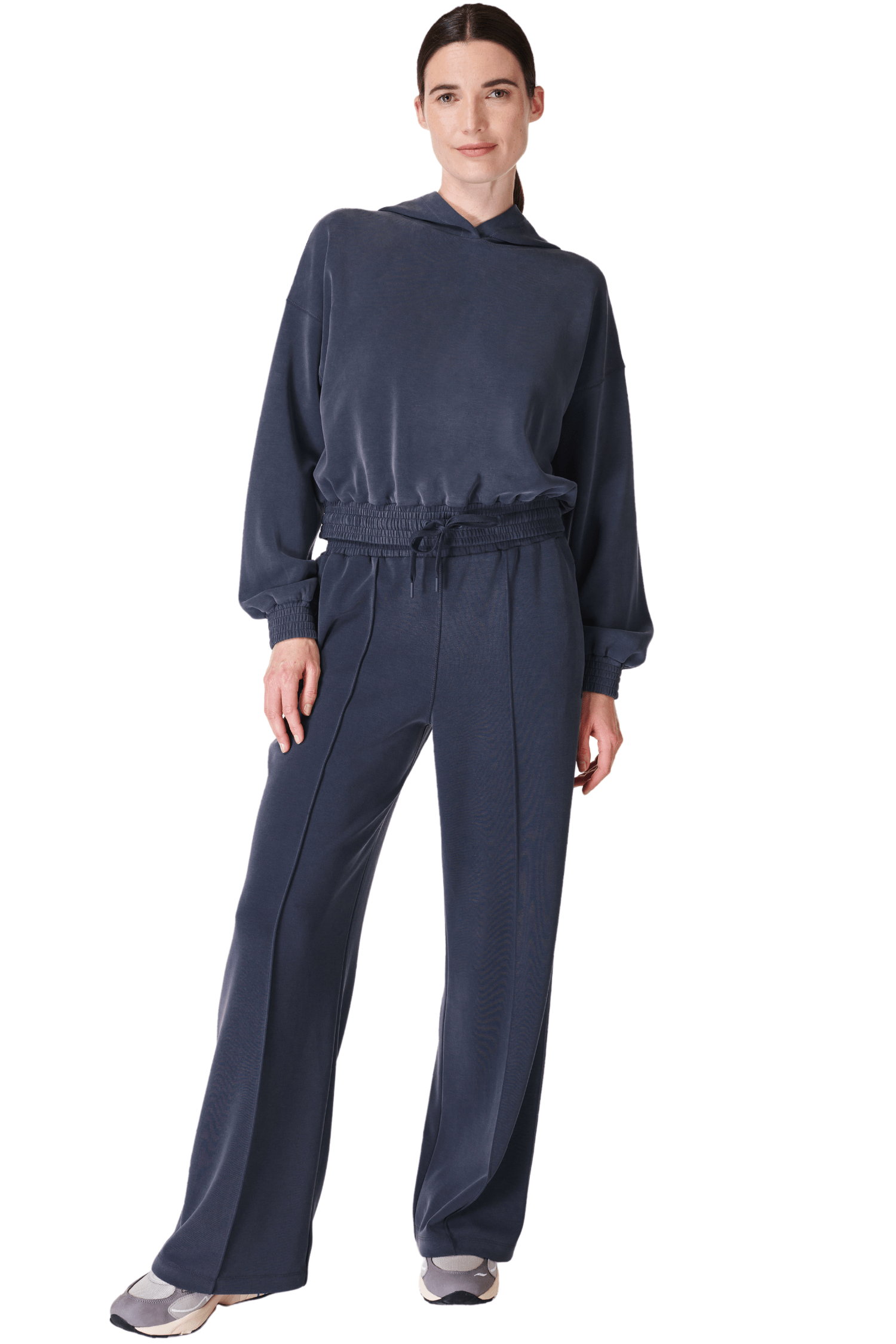 Sweaty Betty Sand Wash CloudWeight Crop Hoodie Navy Blue