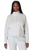 Sweaty Betty Sand Wash Funnel Neck Half Zip Ice Grey Marl
