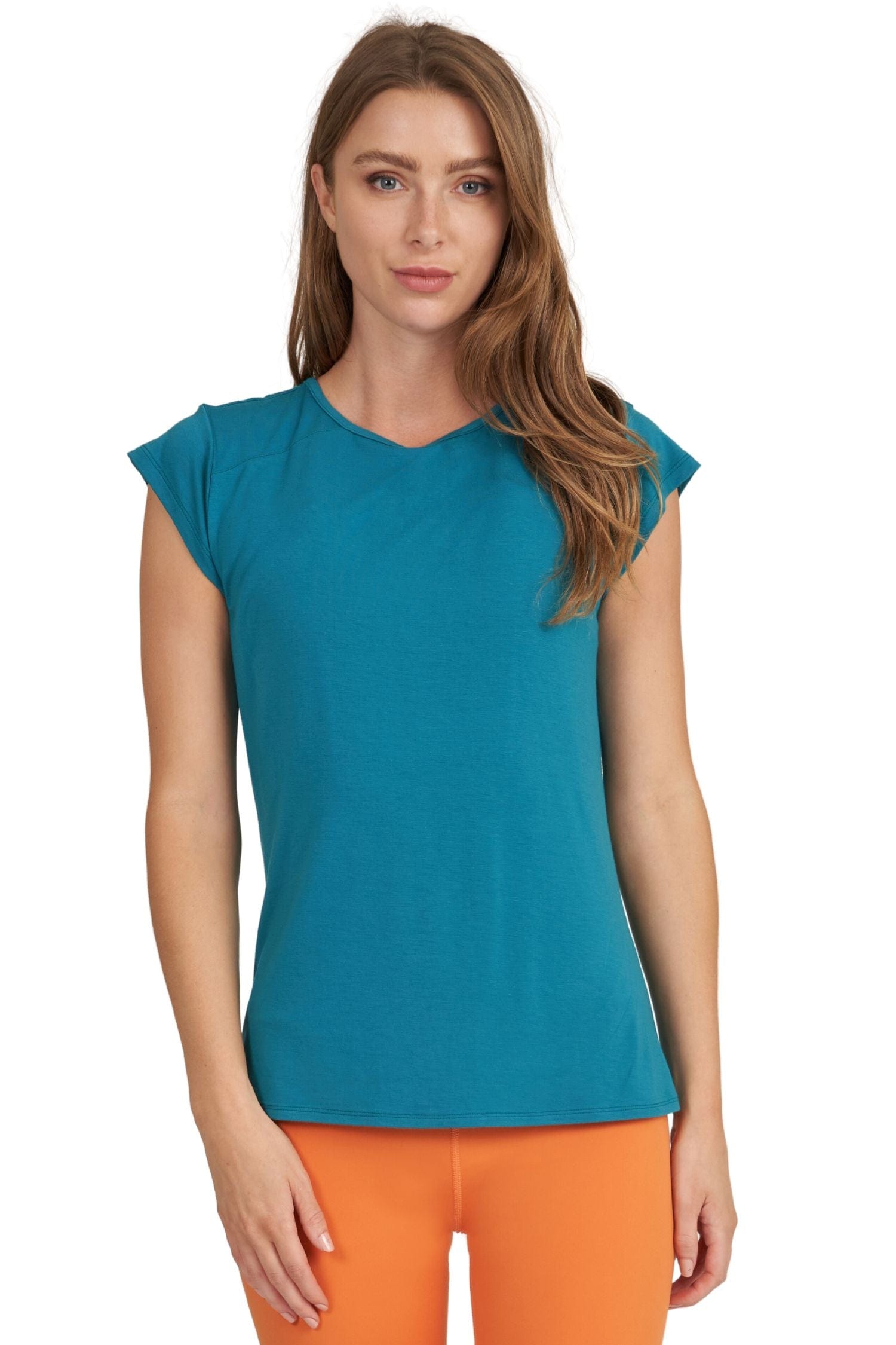 Thrive Société Keyhole Back Tee Harbor Blue