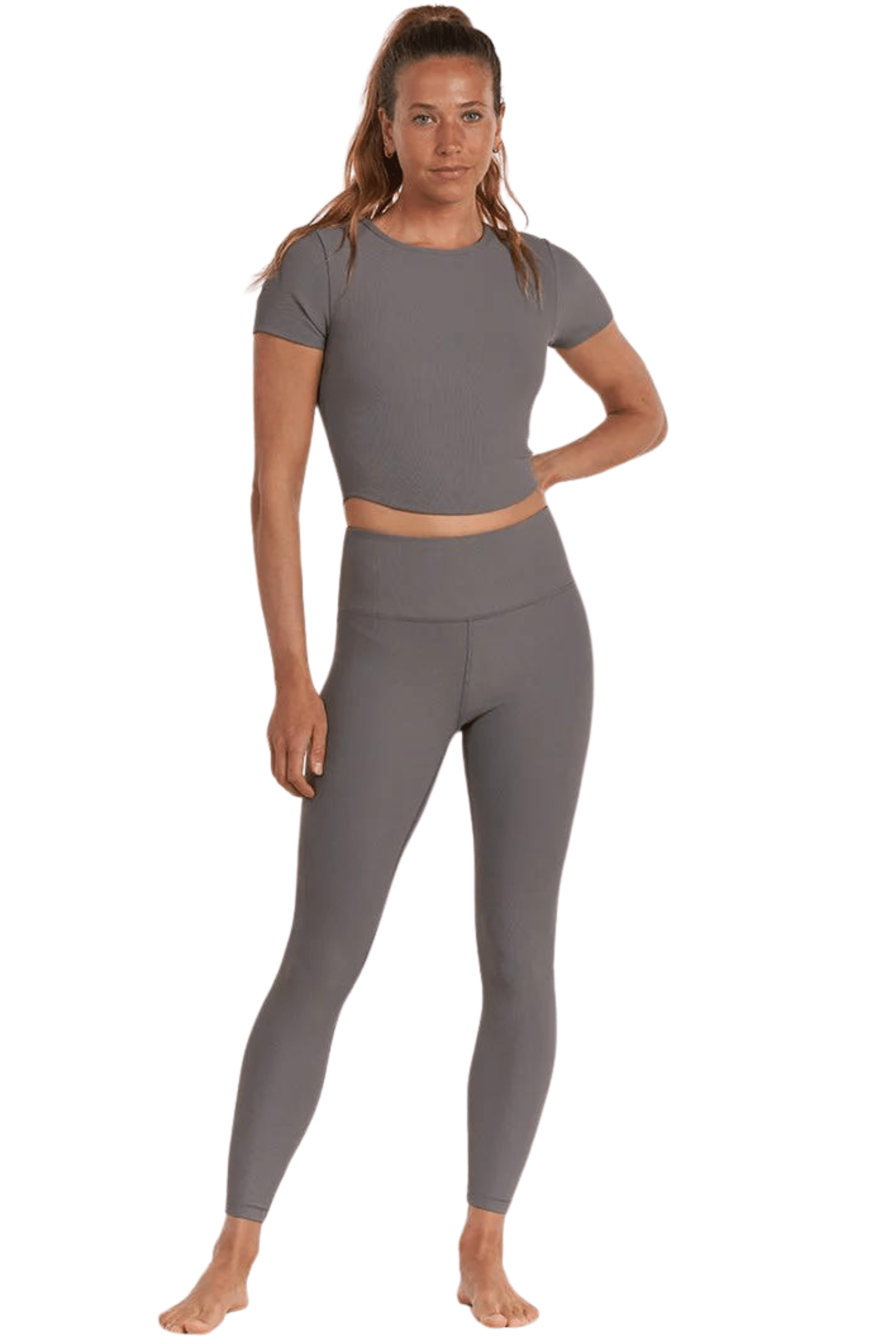 Thrive Société Refine Crew Neck Bra Top Graphite
