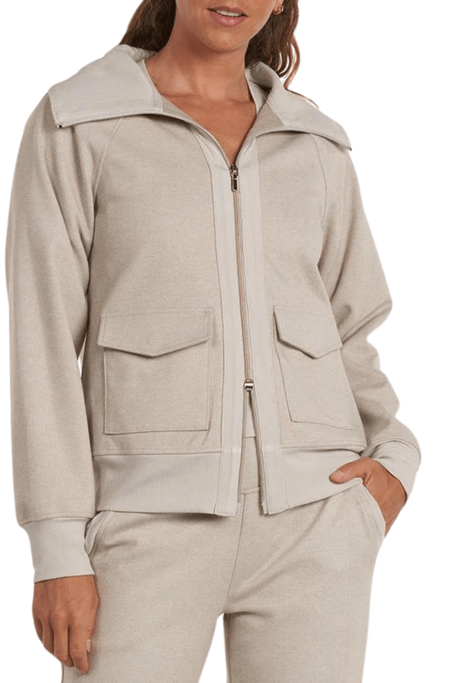 Thrive Société Quinn Double Zip Jacket Stone