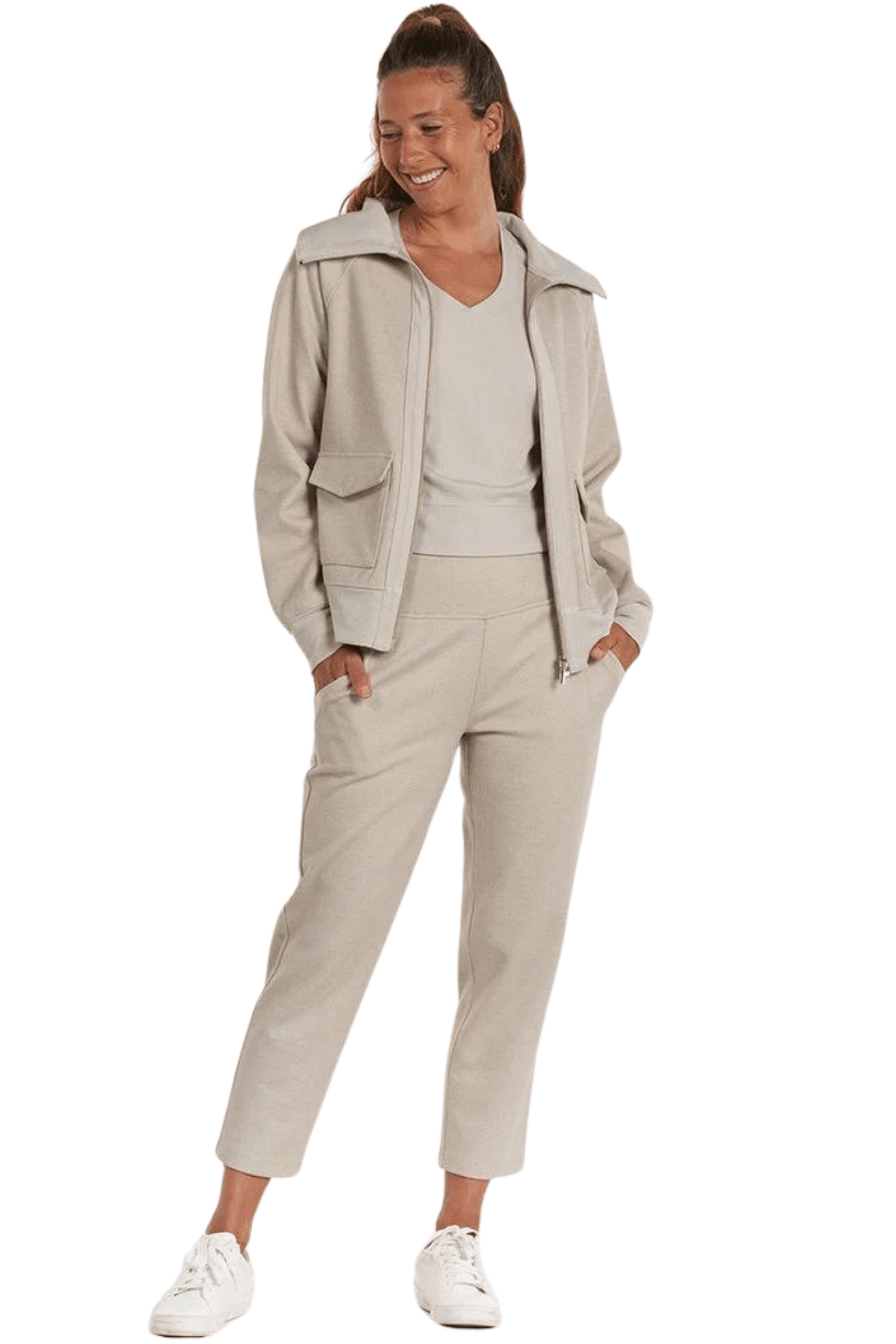 Thrive Société Quinn Double Zip Jacket Stone