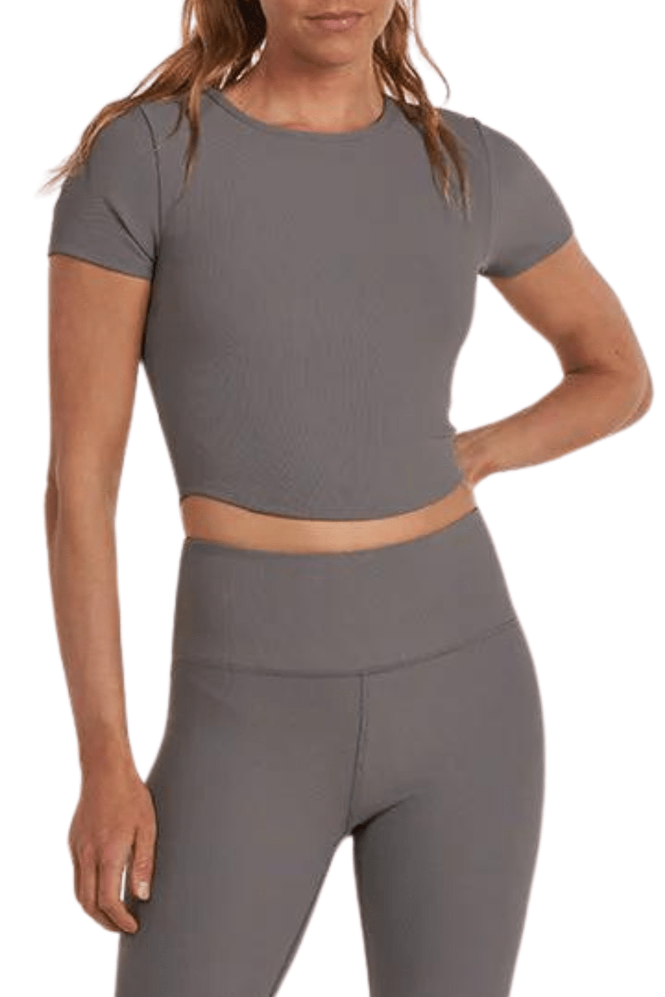 Thrive Société Refine Crew Neck Bra Top Graphite