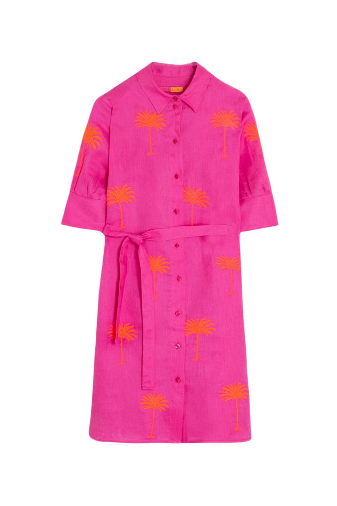 Vilagallo Dress Hester Emb Pink Linen