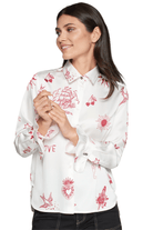 Vilagallo Alba Red Tattoo Print Shirt White