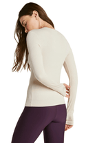 Year of Ours Rib Crew Long Sleeve Top White Cap Grey