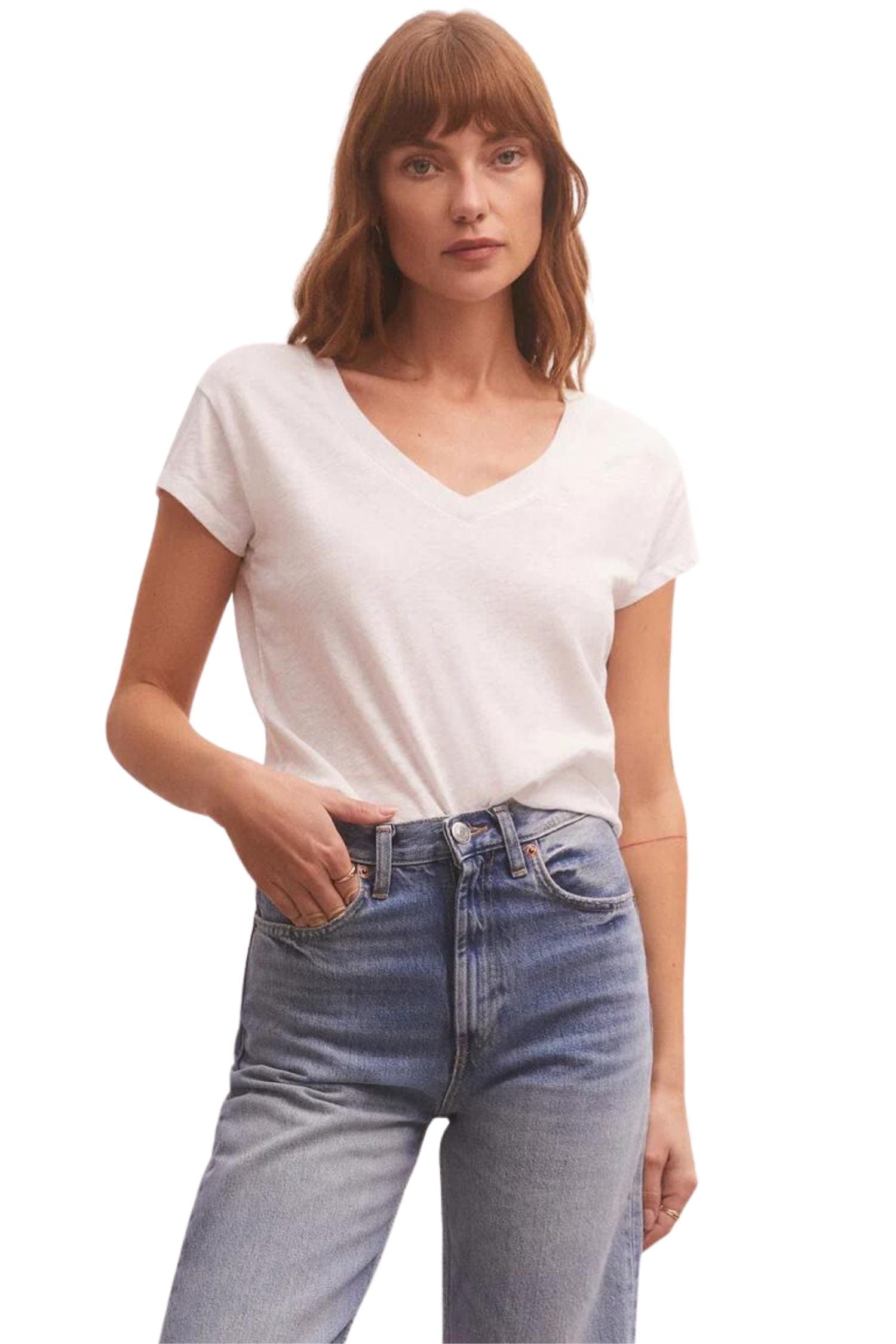 Z Supply Modern V-Neck Tee White