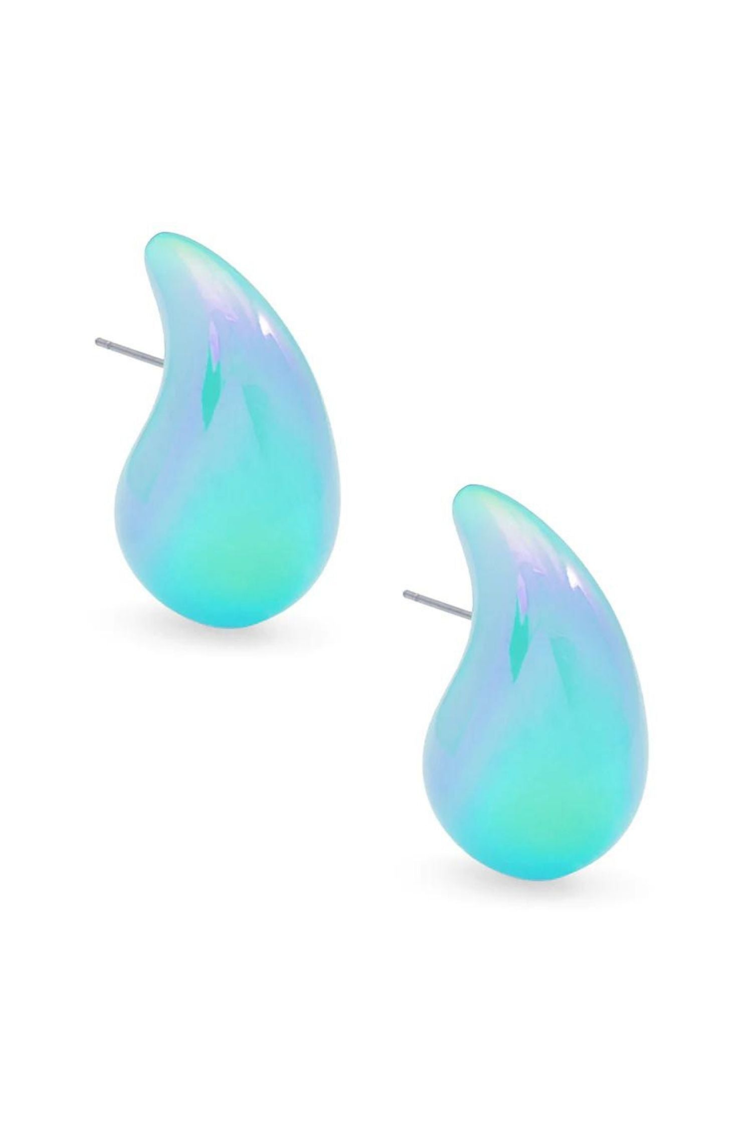 Zenzii Iridescent Resin Crescent Drop Earring Bright Blue