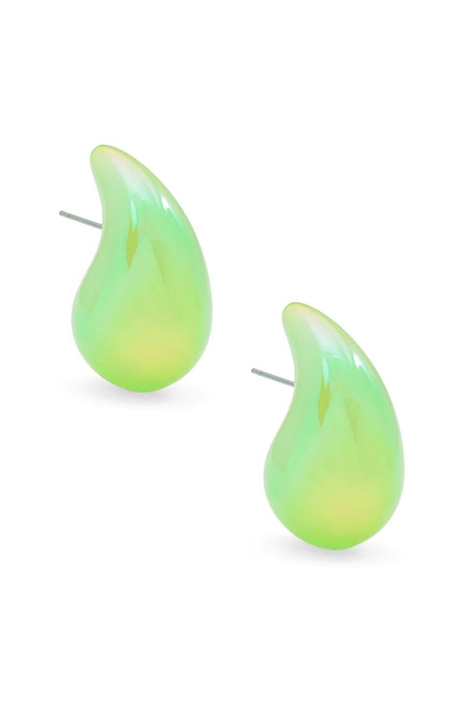 Zenzii Iridescent Resin Crescent Drop Earring Lime