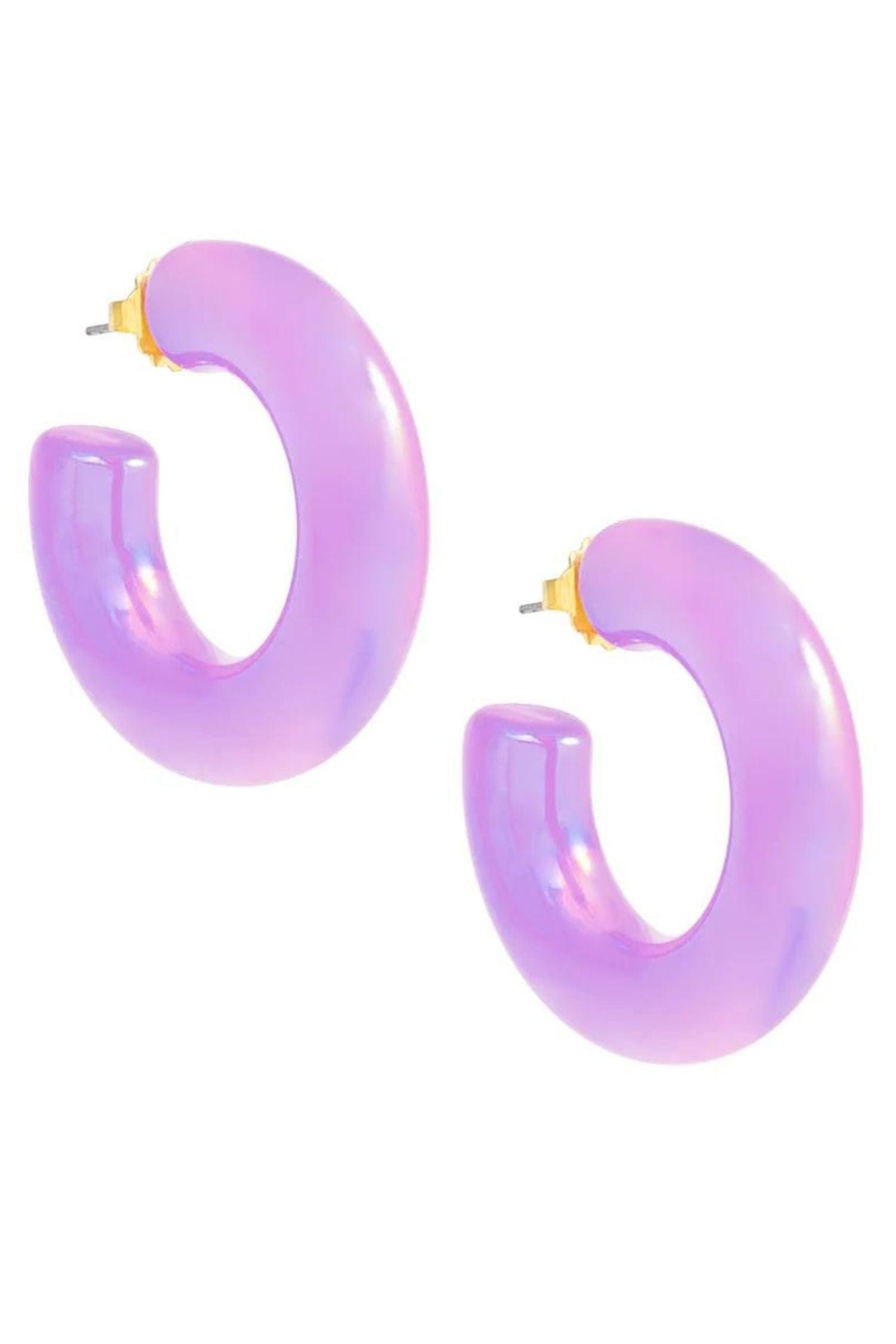 Zenzii Chunky Iridescent Lucite Hoop Earring Lavender