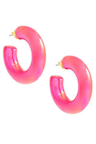 Zenzii Chunky Iridescent Lucite Hoop Earring Neon Pink