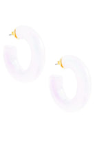 Zenzii Chunky Iridescent Lucite Hoop Earring White