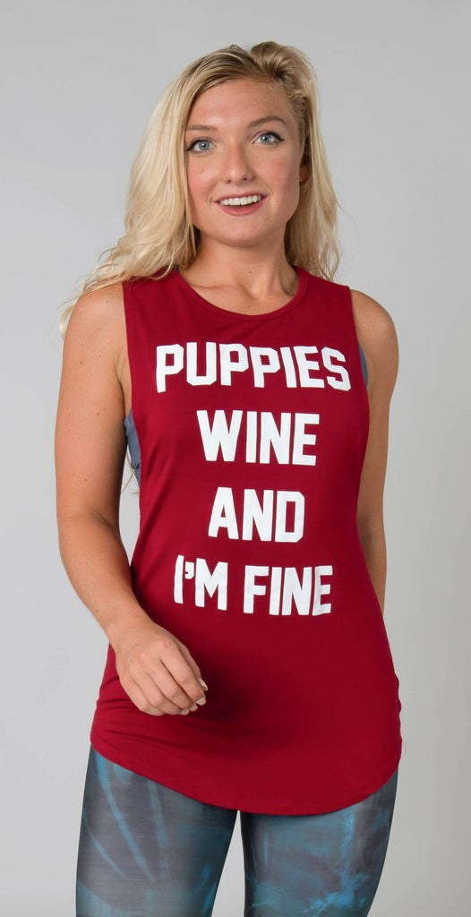 Puppies Make Me Happy Puppies, Wine, & I'm Fine Merlot