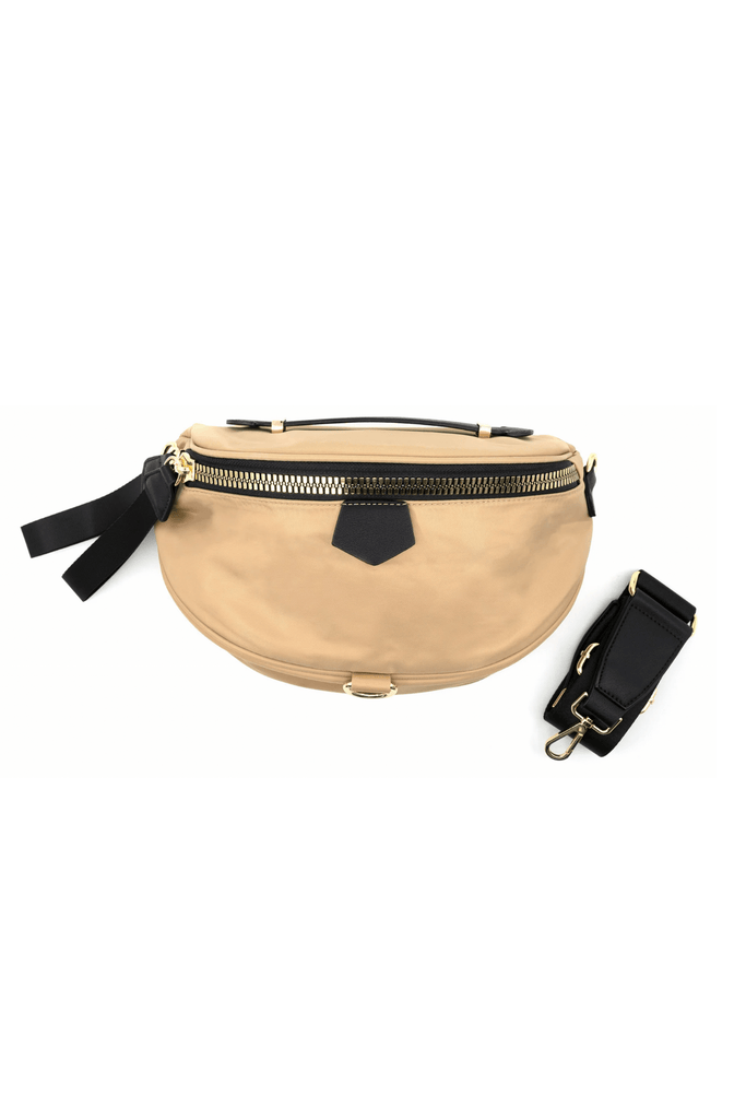 BC Handbags Large Nylon Fanny Pack Beige