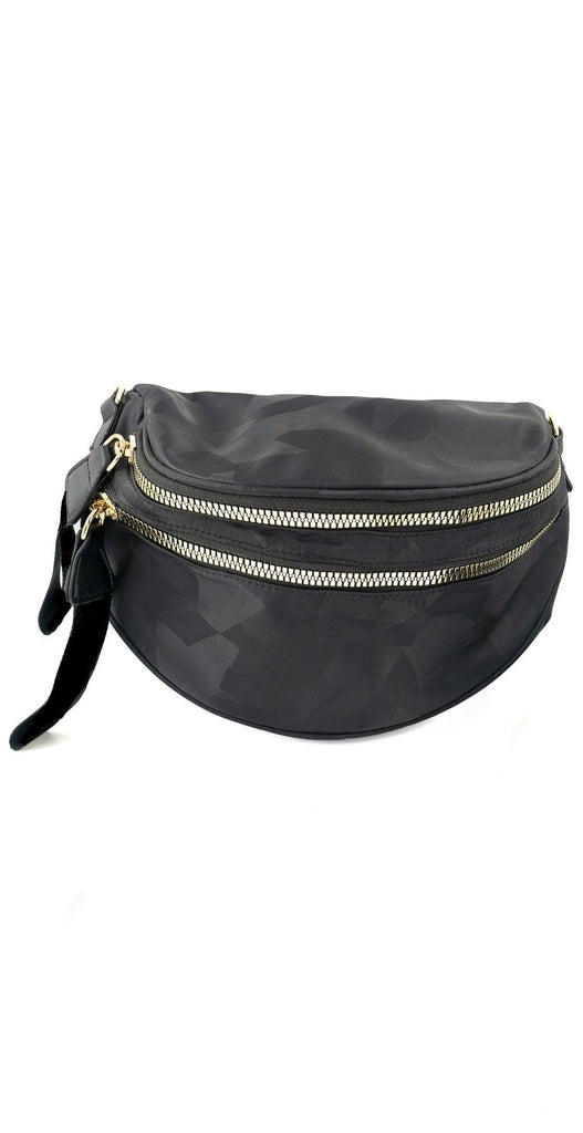 BC Handbags Nylon Fanny Pack Black Camo