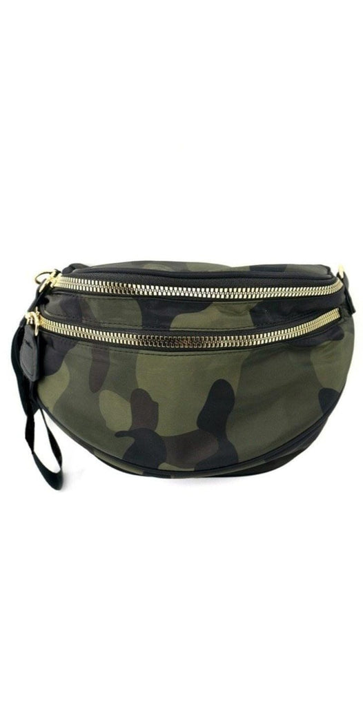 BC Handbags Nylon Fanny Pack Green Camo