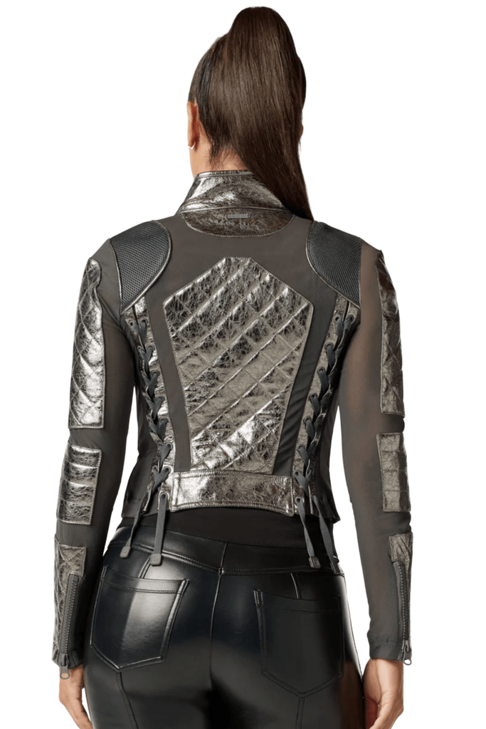 Blanc Noir Metallic Moto Mesh Jacket Gunmetal / Forged Iron