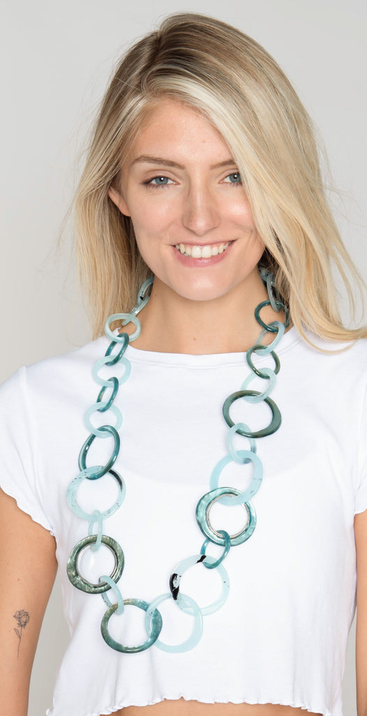 Rush by Denis & Charles Tami Round Link Necklace Blue