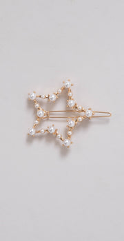 Dainty Ivy Pearl Pave Star Hair Pin Gold Pearl