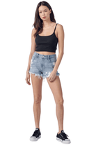 Cello High Rise Fray Shorts Light Denim