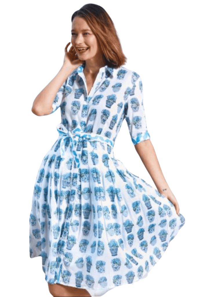 Dizzy Lizzie Mrs Maisel Dress Chinoiserie & Hydrangeas
