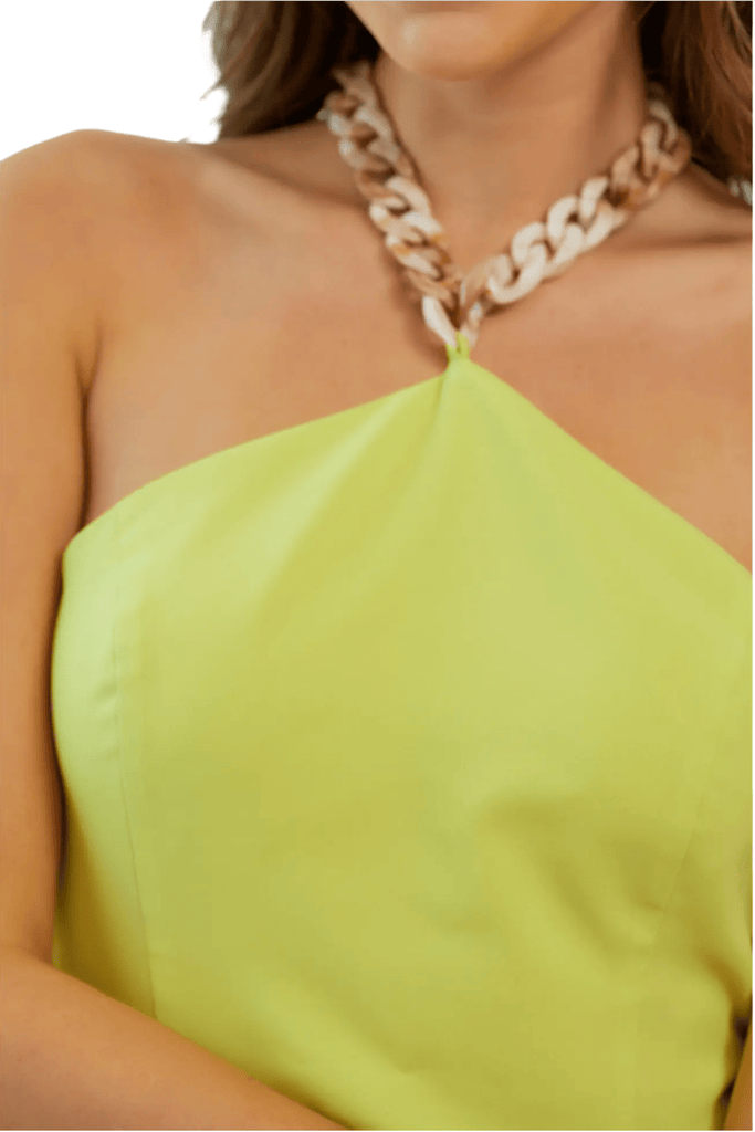 Do+Be Collection Chain Neck Back Tie Top Lime